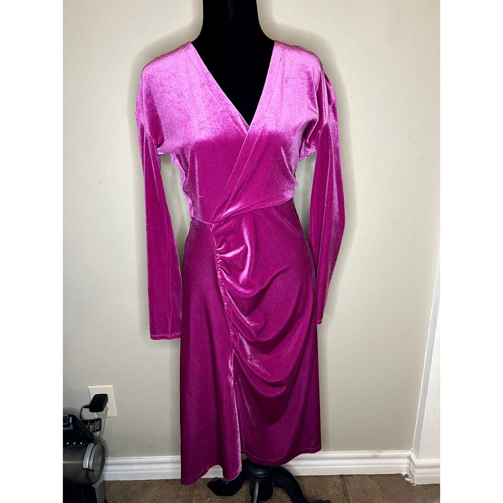 Atlein x RTR Pink Velvet Ruched Dress - Size Small - Picture 5 of 10